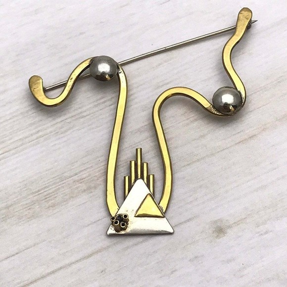 Art to Wear 90s Modernist Statement Brooch - Picture 2 of 5